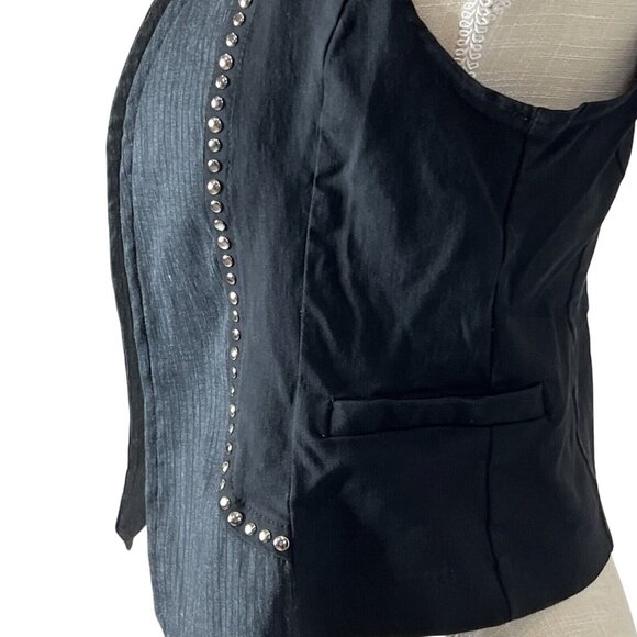 Michel Black Studded Sleeveless Vest Women L Textured Design - Picture 4 of 5